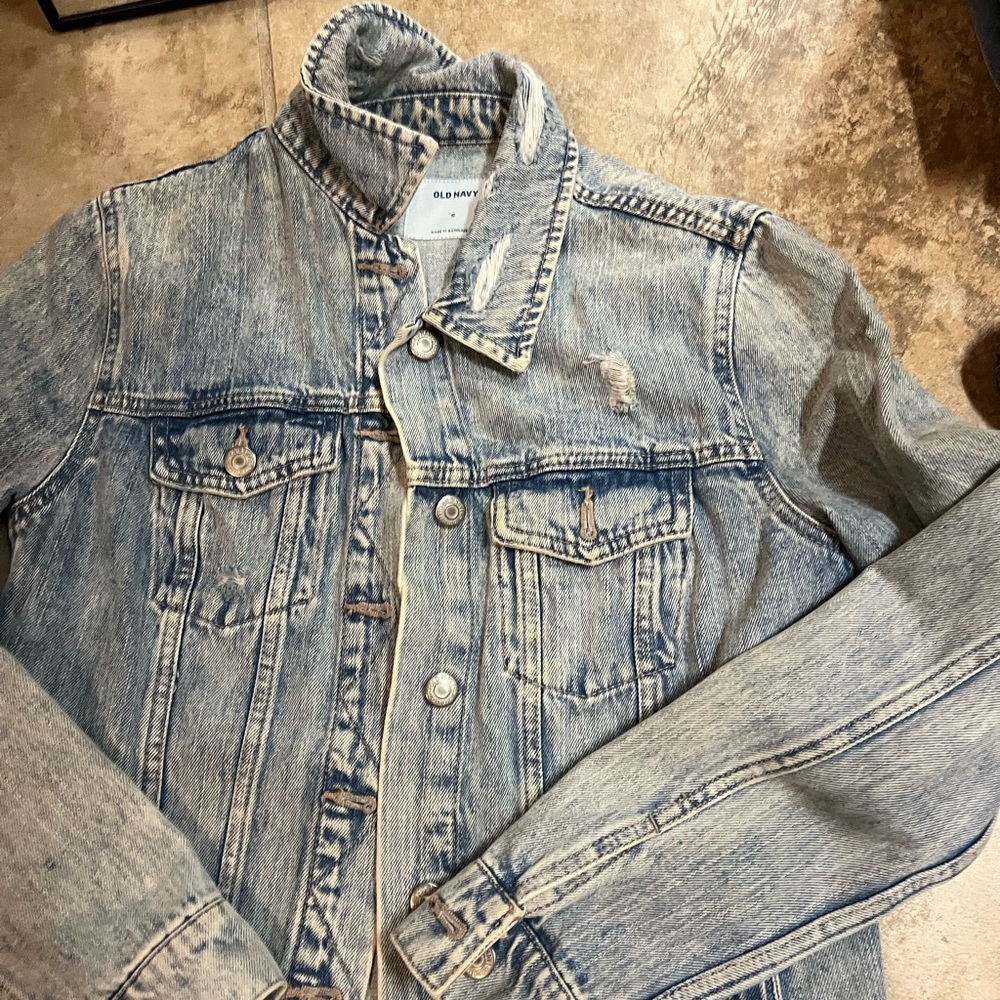 Old Navy Jean Jacket, Distressed, Light Wash